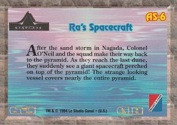 1994 Collect-A-Card Stargate - Adventure #AS-6 Ra's Spacecraft Back