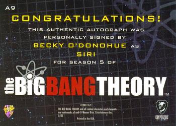 2013 Cryptozoic The Big Bang Theory Season 5 - Autographs #A9 Becky O'Donohue Back