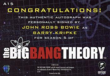 2013 Cryptozoic The Big Bang Theory Season 5 - Autographs #A15 John Ross Bowie Back