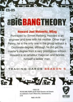 2013 Cryptozoic The Big Bang Theory Season 5 - Standees #CS-05 Howard Back