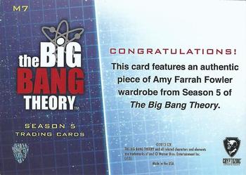 2013 Cryptozoic The Big Bang Theory Season 5 - Authentic Wardrobes #M7 Amy Farrah Fowler Back