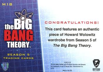 2013 Cryptozoic The Big Bang Theory Season 5 - Authentic Wardrobes #M18 Howard Wolowitz Back
