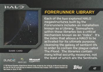 2007 Topps Halo #47 Forerunner Library Back