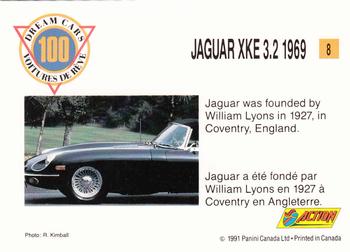 1991 Panini Dream Cars #8 Jaguar XKE 3.2 1969 Back
