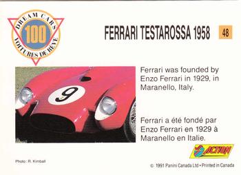 1991 Panini Dream Cars #48 Ferrari Testarossa 1958 Back