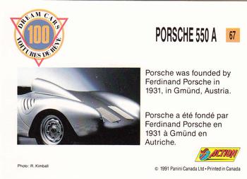 1991 Panini Dream Cars #67 Porsche 550 A Back