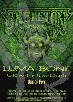 1995 Fleer Skeleton Warriors - Luma Bone Glow in the Dark #1 Baron Dark Back