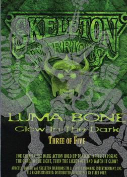 1995 Fleer Skeleton Warriors - Luma Bone Glow in the Dark #3 Dagger and Aracula Back