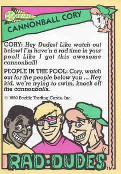 1990 Pacific Rad-Dudes #1 Cannonball Cory Back
