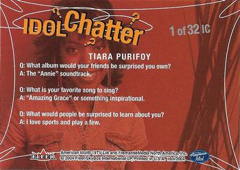 2004 Fleer American Idol Season 3 - Idol Chatter #IC1 Tiara Purifoy Back