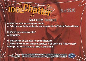 2004 Fleer American Idol Season 3 - Idol Chatter #IC5 Matthew Rogers Back