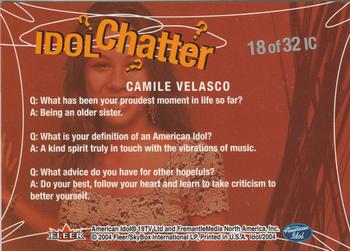 2004 Fleer American Idol Season 3 - Idol Chatter #IC18 Camile Velasco Back