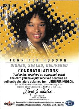 2004 Fleer American Idol Season 3 - Signed Sealed Delivered Autographs #SSD-JH Jennifer Hudson Back