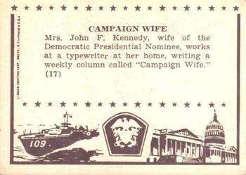 1963 Rosan John F. Kennedy #17 Campaign Wife Back