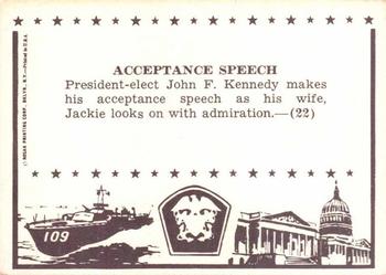 1963 Rosan John F. Kennedy #22 Acceptance Speech Back