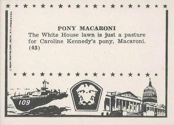 1963 Rosan John F. Kennedy #43 Pony Macaroni Back