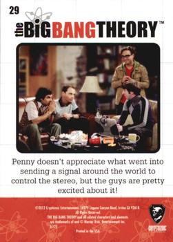 2012 Cryptozoic The Big Bang Theory Seasons 1 & 2 #29 No Universal Remote  Required Back