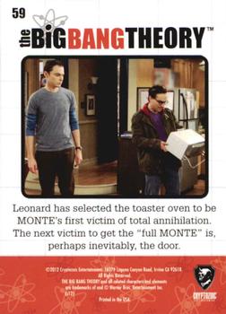 2012 Cryptozoic The Big Bang Theory Seasons 1 & 2 #59 Die, Toaster! Die! Back