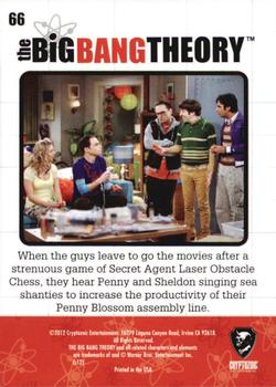 2012 Cryptozoic The Big Bang Theory Seasons 1 & 2 #66 Problematic Glitter Back