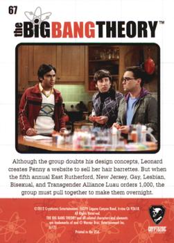 2012 Cryptozoic The Big Bang Theory Seasons 1 & 2 #67 Market Expansion Back