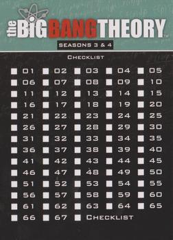 2013 Cryptozoic The Big Bang Theory Seasons 3 & 4 #NNO Checklist Front