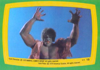1979 Topps The Incredible Hulk - Stickers #10 The Monster Strikes! Front