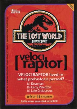 1997 Topps The Lost World: Jurassic Park - Stickers #9 Velociraptor Back