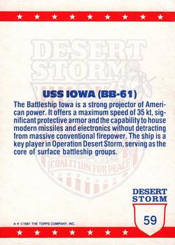 1991 Topps Desert Storm Glossy #59 USS Iowa Back