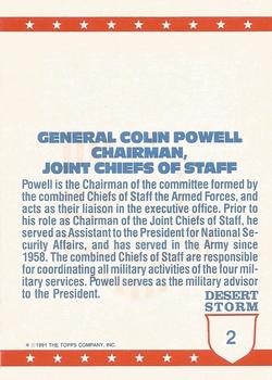 1991 Topps Desert Storm Glossy #2 General Colin Powell Back