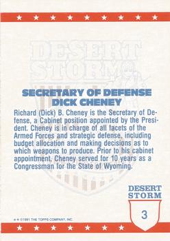 1991 Topps Desert Storm Glossy #3 Secretary of Defense Dick Cheney Back