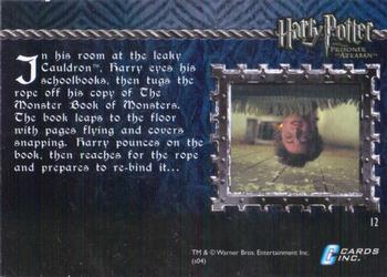 2004 Cards Inc. Harry Potter and the Prisoner of Azkaban #12 The Monster Book of Monsters Back