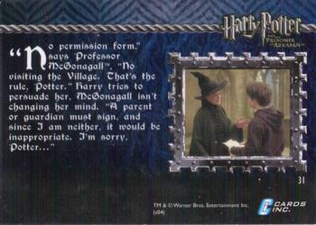 2004 Cards Inc. Harry Potter and the Prisoner of Azkaban #31 Permission to Leave Refused Back