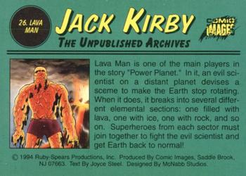 1994 Comic Images Jack Kirby: The Unpublished Archives #26 Lava Man Back