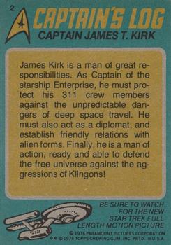 1976 Topps Star Trek #2 Captain James T. Kirk Back