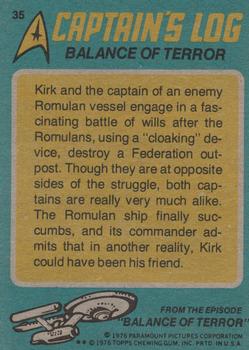 1976 Topps Star Trek #35 Balance of Terror Back