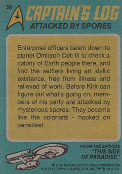 1976 Topps Star Trek #36 Attacked by Spores Back