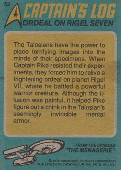 1976 Topps Star Trek #52 Ordeal on Rigel Seven Back