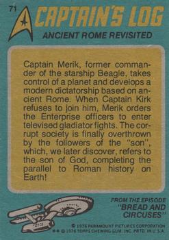 1976 Topps Star Trek #71 Ancient Rome Revisited Back