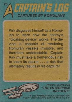 1976 Topps Star Trek #76 Captured by Romulans Back