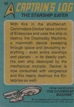 1976 Topps Star Trek #87 The Starship Eater Back