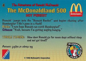 1996 Collect-A-Card The Adventures of Ronald McDonald: The McDonaldland 500 #4 Hot Pursuit Back