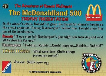 1996 Collect-A-Card The Adventures of Ronald McDonald: The McDonaldland 500 #48 Trophy Presentation Back