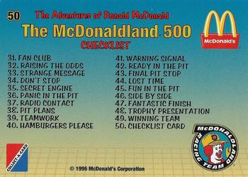 1996 Collect-A-Card The Adventures of Ronald McDonald: The McDonaldland 500 #50 Checklist Back