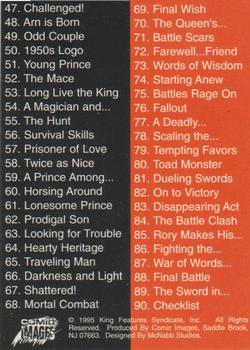 1995 Prince Valiant #90 Checklist Back