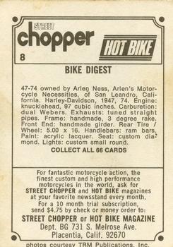 1972 Donruss Choppers & Hot Bikes #8 47-74 Back