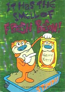 1994 Topps The Ren & Stimpy Show All Prismatic - Stickers #6 It Has the Smell of Fresh Bison! Front
