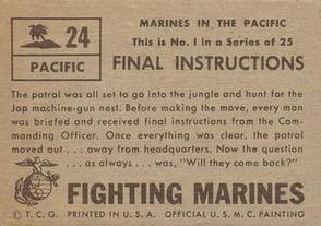 1953 Topps Fighting Marines (R709-1) #24 Final Instructions Back
