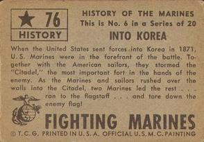 1953 Topps Fighting Marines (R709-1) #76 Into Korea - 1871 Back