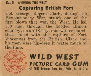 1949 Bowman Wild West (R701-19) #A-1 Capturing a British Fort Back