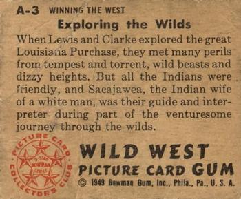 1949 Bowman Wild West (R701-19) #A-3 Exploring the Wilds Back